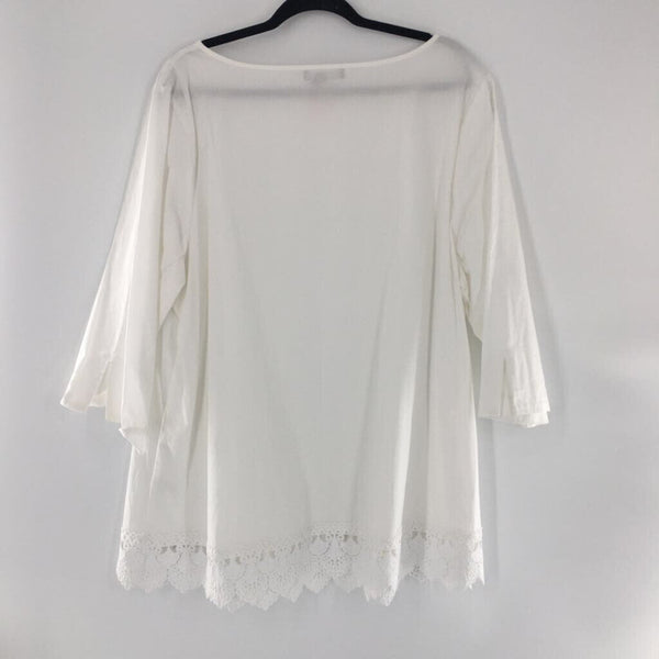 24W Lace hem 3/4 slv top