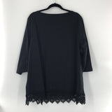 26W Lace hem 3/4 slv top