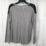 M Striped notched neck l/s top