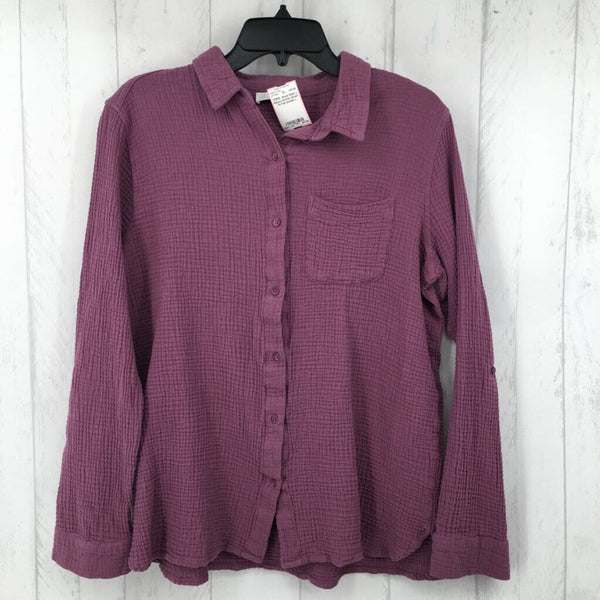 L Gauzy button down l/s top