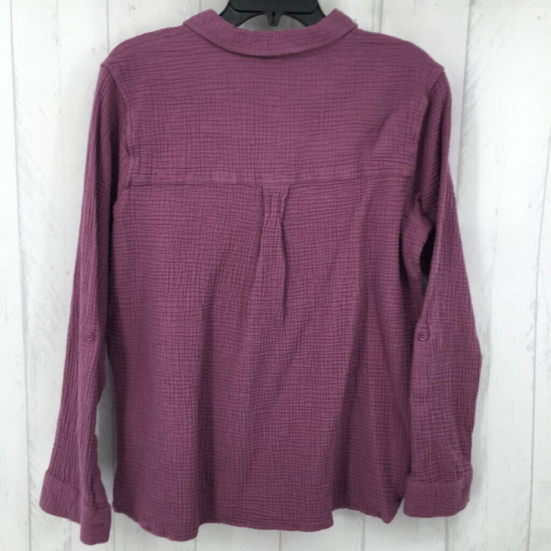 L Gauzy button down l/s top