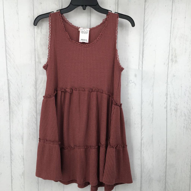 M Waffle knit tiered tank