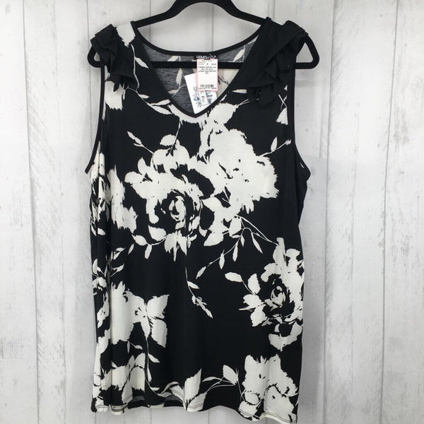 3XL Flo print ruffled tank