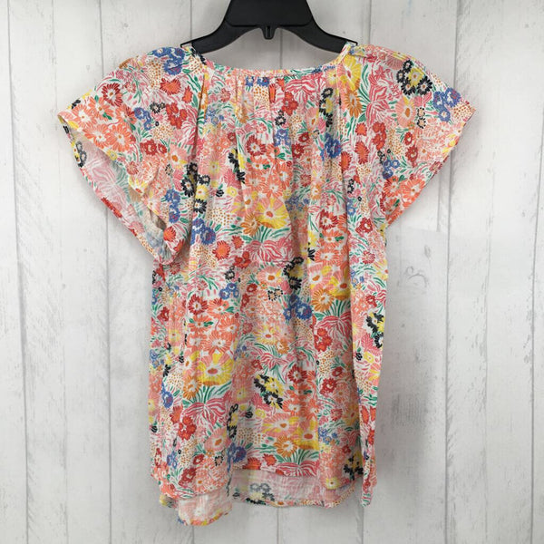 M s/s flower print v-neck top