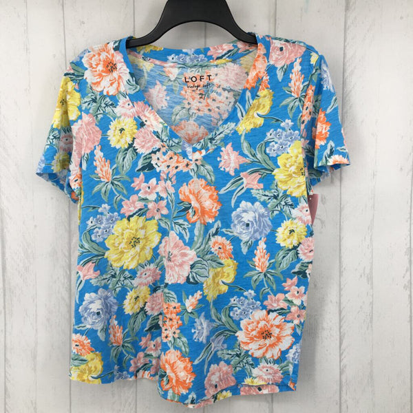 M s/s flower print v-neck top