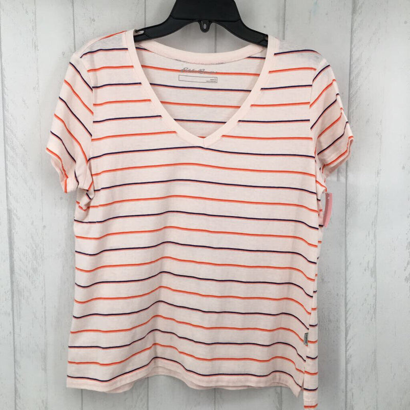 L s/s stripe v-neck top