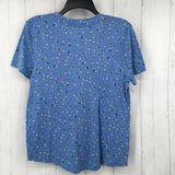 M s/s flower print v-neck top