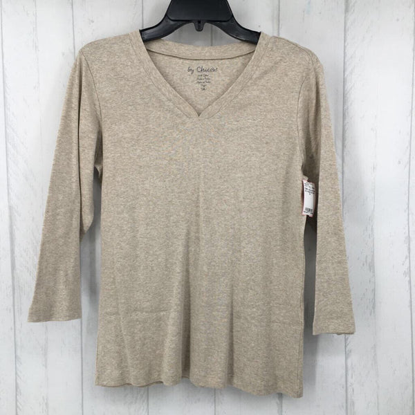 M 3/4 slv v-neck top