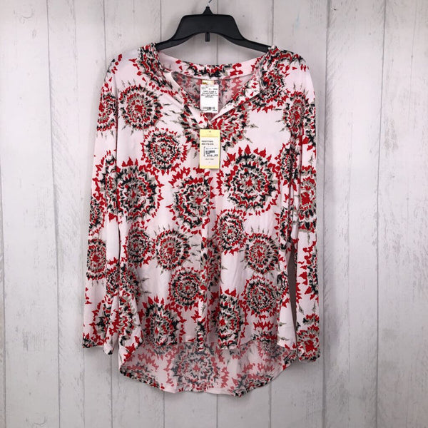 R35 L l/s silky v-neck print top