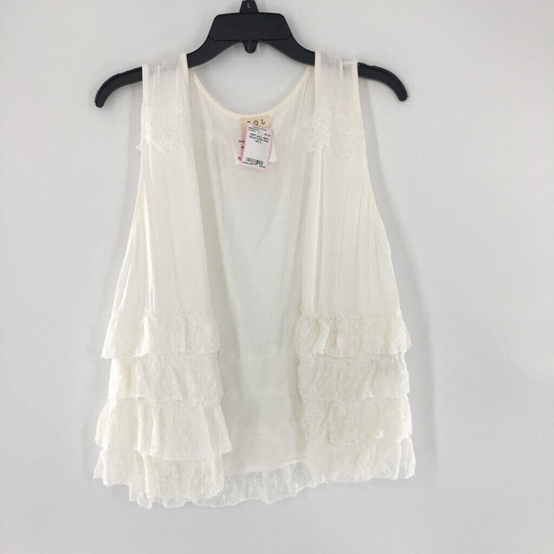 L open tiered ruffle vest