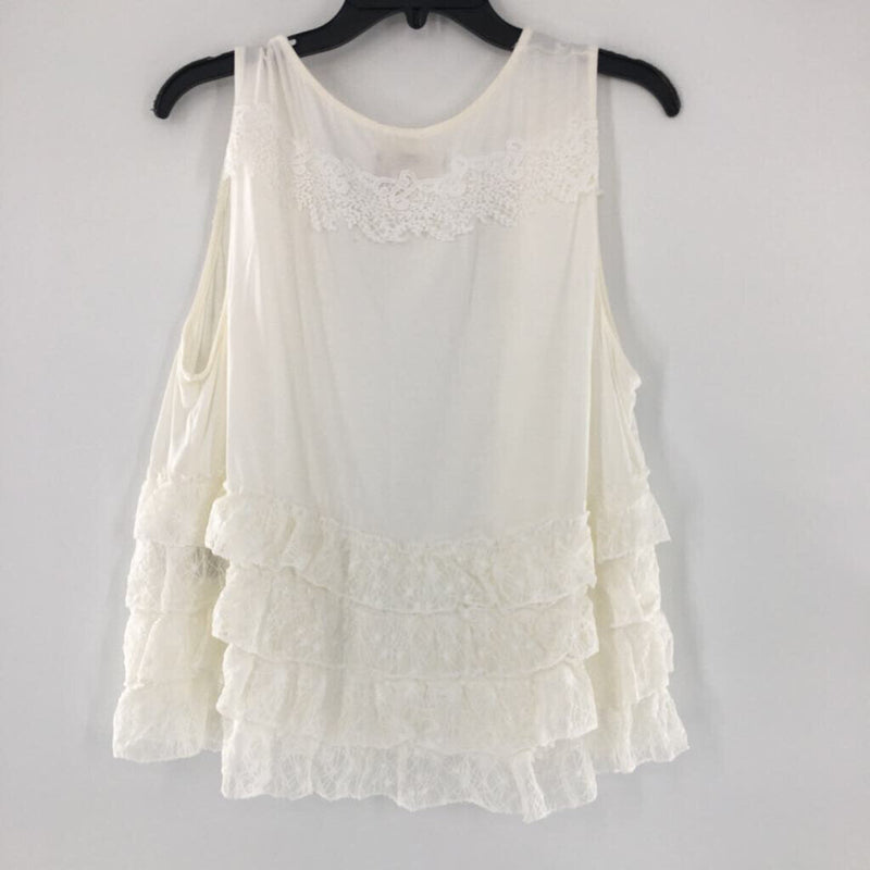 L open tiered ruffle vest