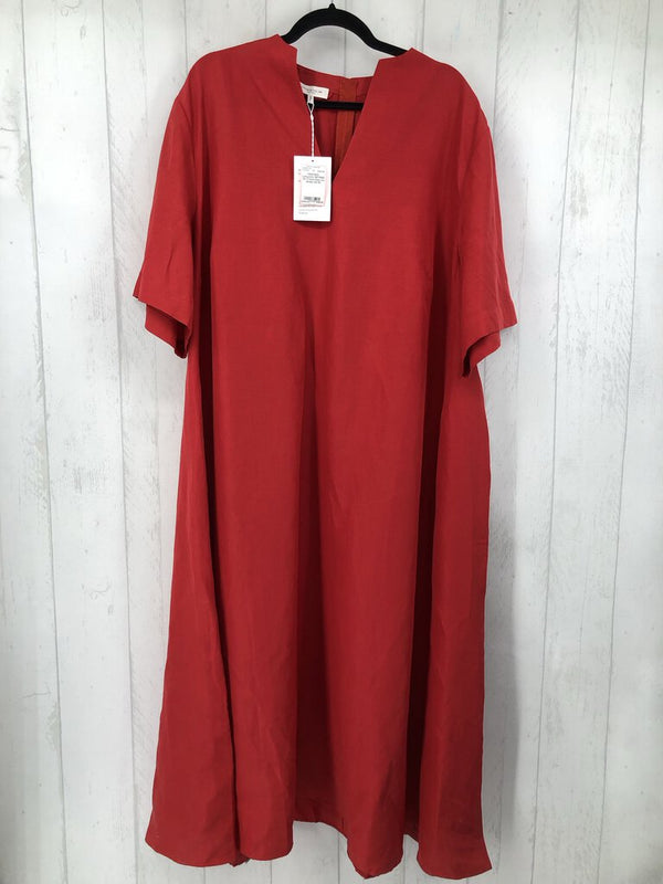 R998 3X V-neck linen s/s dress