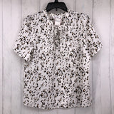 L Animal print tie front s/s top