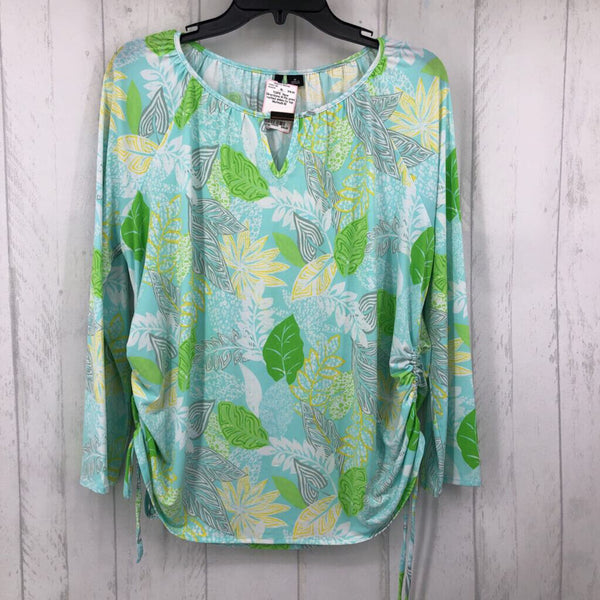 M Flo print ruched sides l/s top