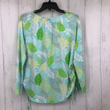 M Flo print ruched sides l/s top