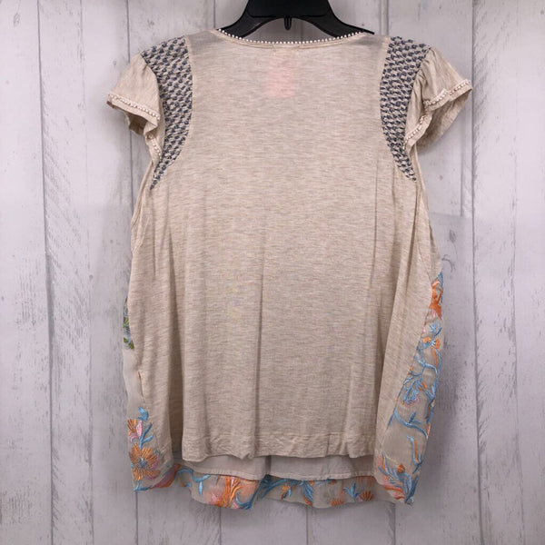 L Flo print cap slv top