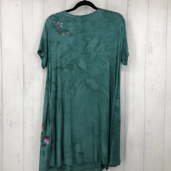 2x tie-dye w/ flowers s/s t-shirt dress