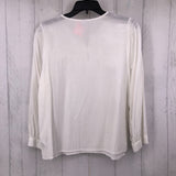 L Smocked button front l/s top