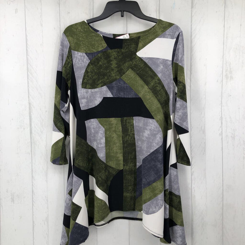 M Printed 3/4 slv a-line top