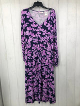 L Flo print v-neck l/s dress