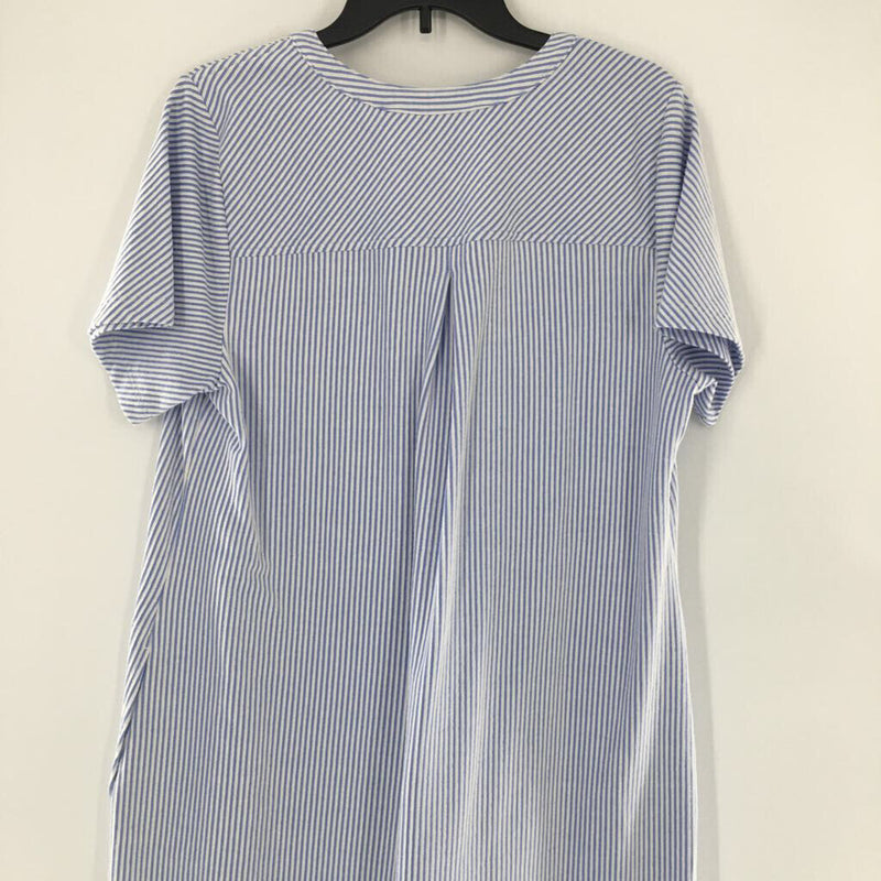 L Striped v-neck s/s dress