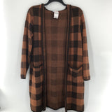 M Plaid hooded cardi