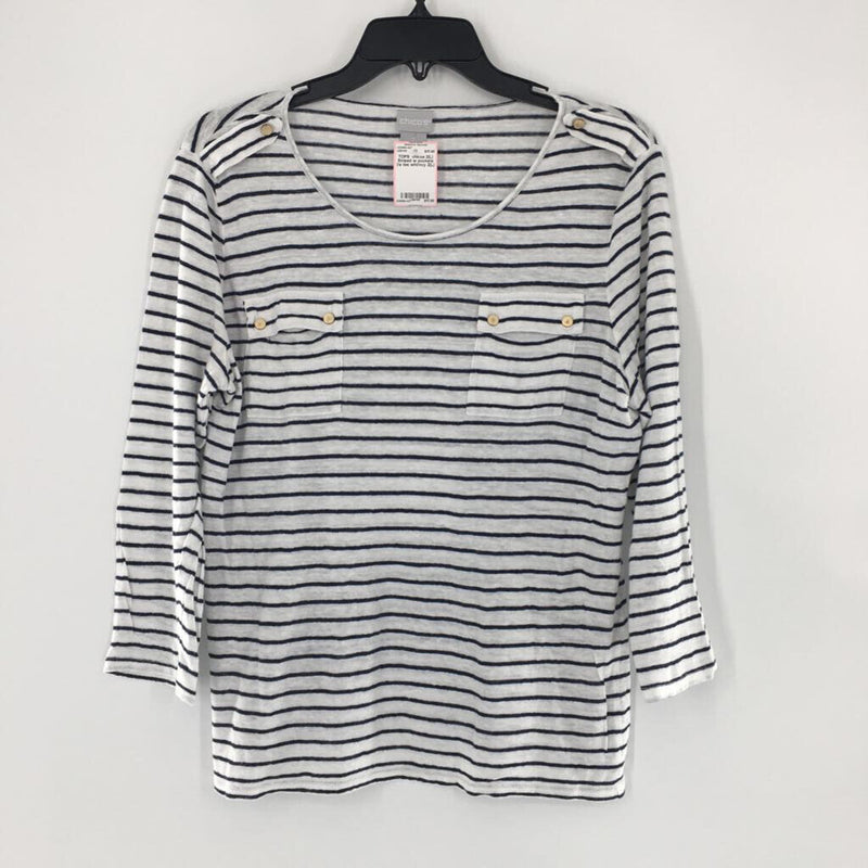 2(L) Striped w pockets l/s tee