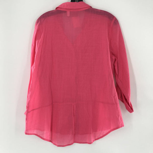 2(L) Button down tab slv top