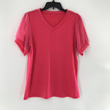 L Sheer slv v-neck s/s tee