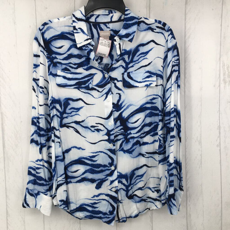 1(M) Printed button down l/s top