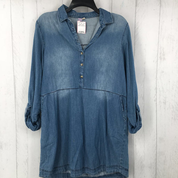 M Denim 1/2 button dowm l/s tunic