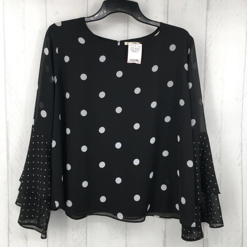 L Polka-dot flutter slv top