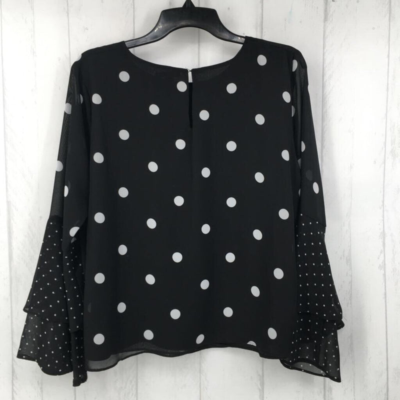 L Polka-dot flutter slv top