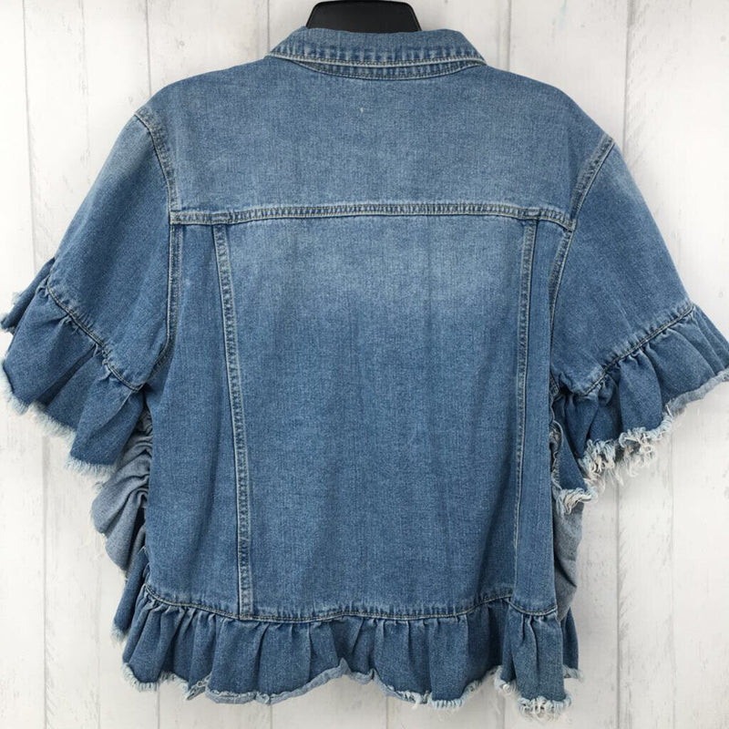 M/L Ruffle hem denim jacket