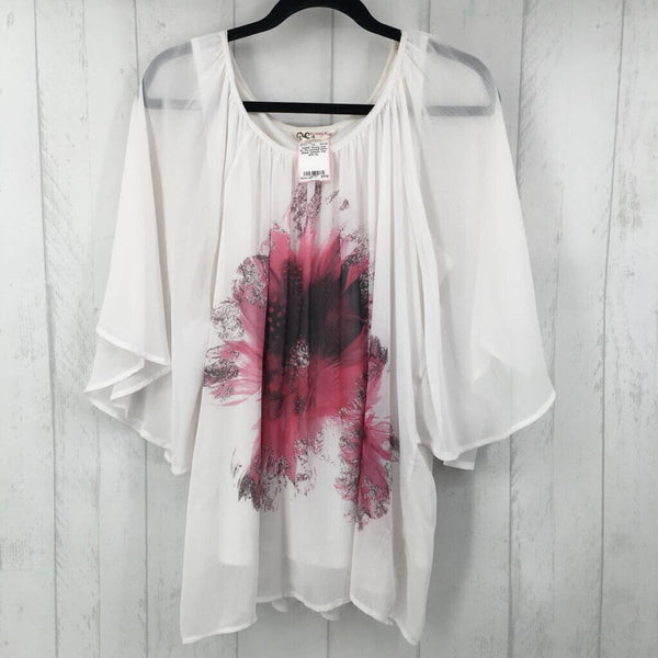 XL Flo printed semi-sheer dolman top