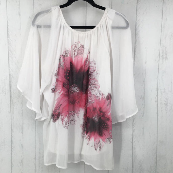 XL Flo printed semi-sheer dolman top