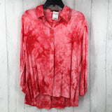 S tie-dye button down l/s top