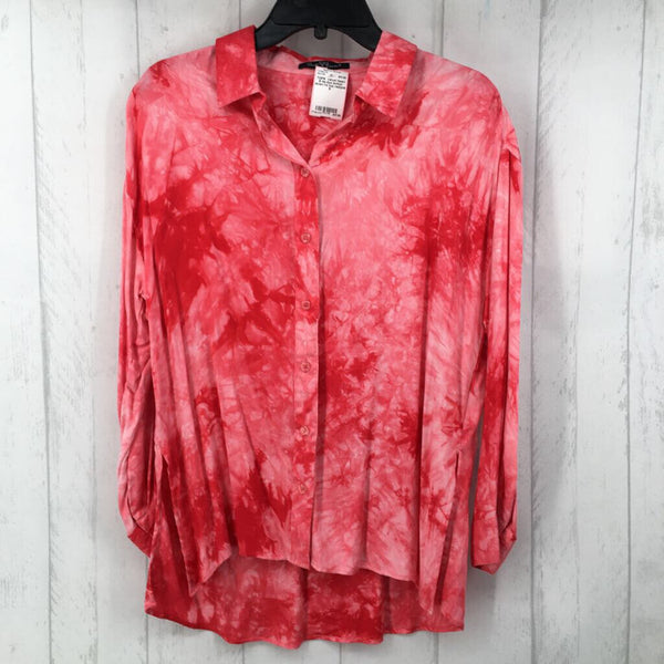 S tie-dye button down l/s top