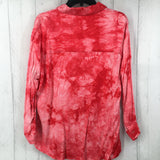 S tie-dye button down l/s top