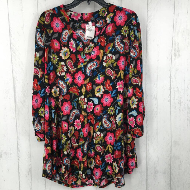 XL Flo print 3/4 slv tunic