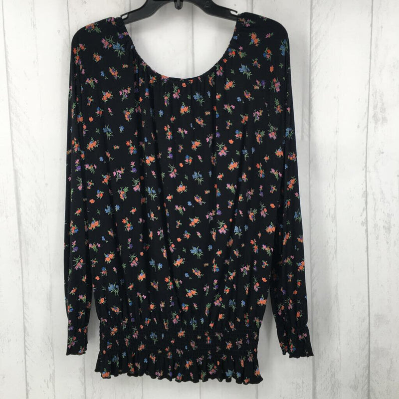 L Flo print smocked l/s top