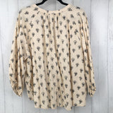 XXL Flo print tie front l/s top