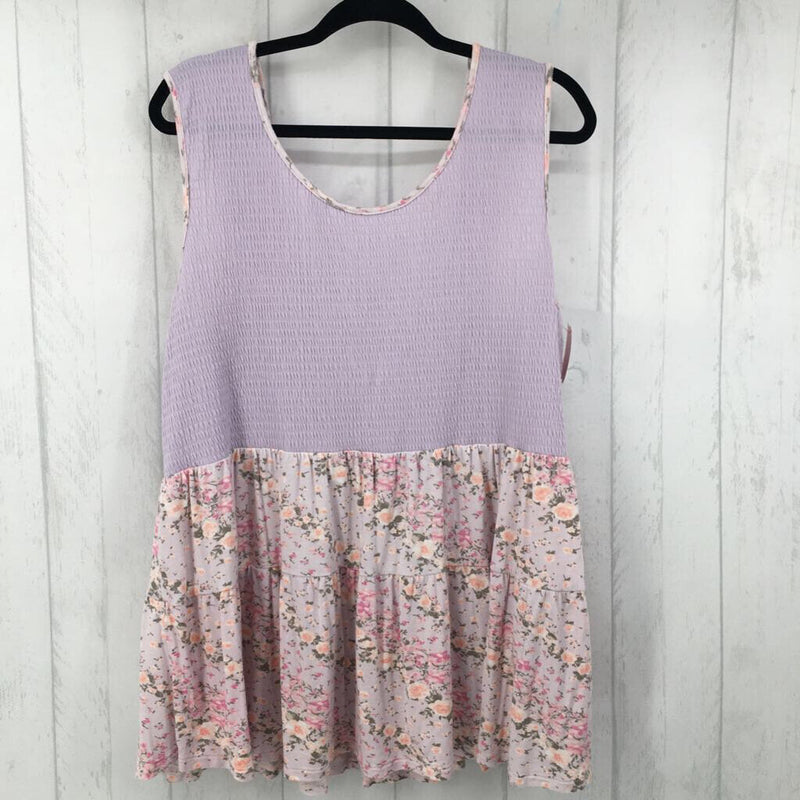 XL Smocked flo print tank