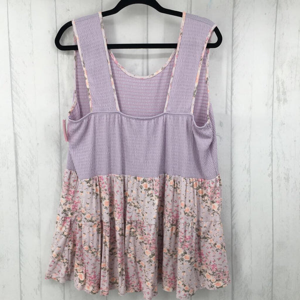 XL Smocked flo print tank