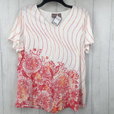 2(L) Flo print v-neck s/s tee