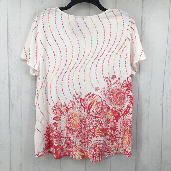 2(L) Flo print v-neck s/s tee