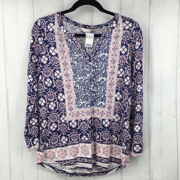 R50 M Printed v-neck l/s top