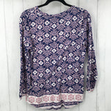 R50 M Printed v-neck l/s top