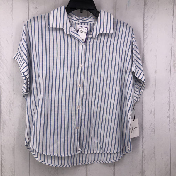 L Striped button down s/s top