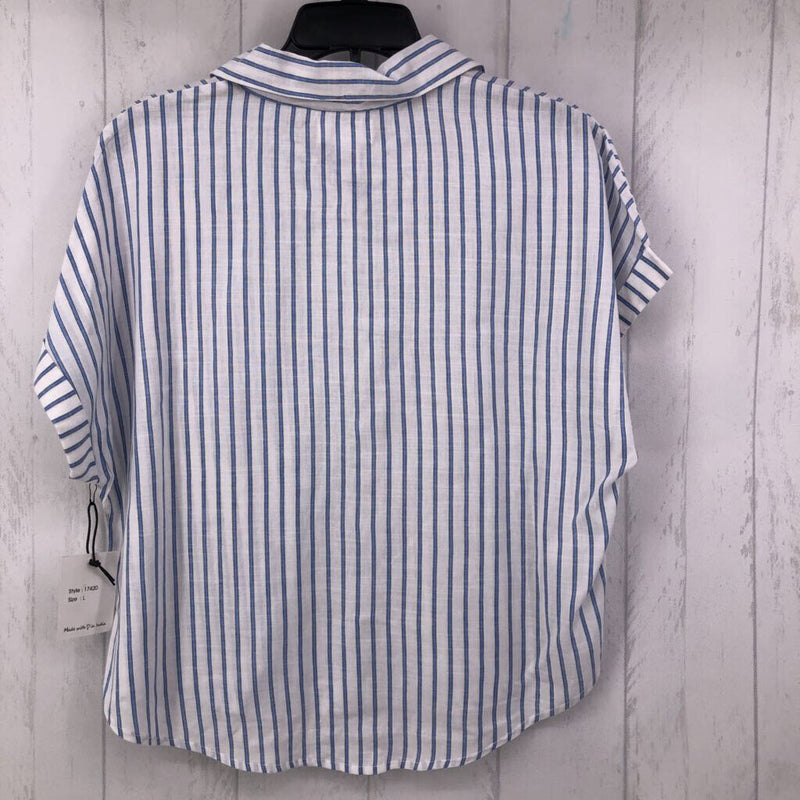 L Striped button down s/s top